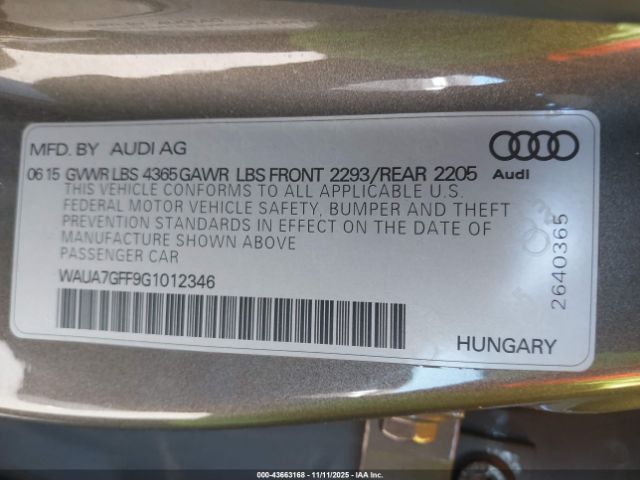 2016 AUDI A3 WAUA7GFF9G1012346 Photo 8