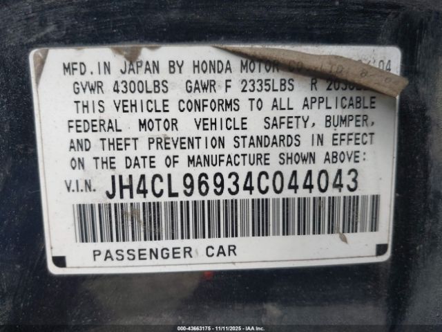 2004 ACURA TSX JH4CL96934C044043 Photo 8