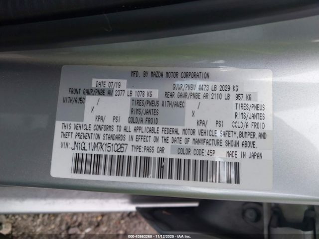 2019 MAZDA MAZDA6 JM1GL1VM7K1510267 Photo 8