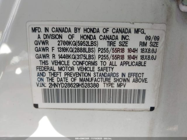 2009 ACURA MDX 2HNYD28629H528380 Photo 8