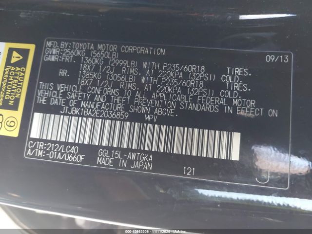 2014 LEXUS RX 350 JTJBK1BA2E2036859 Photo 8