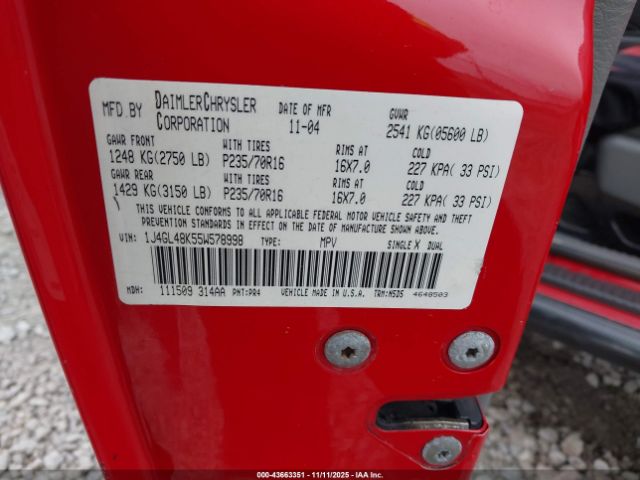 2005 JEEP LIBERTY 1J4GL48K55W578998 Photo 8