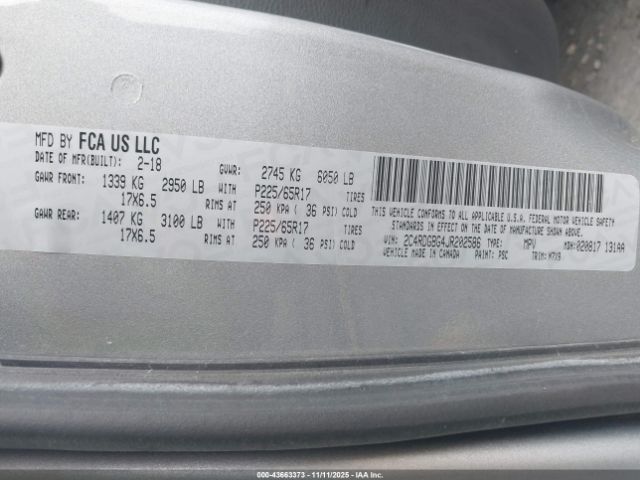 2018 DODGE GRAND CARAVAN 2C4RDGBG4JR202586 Photo 8