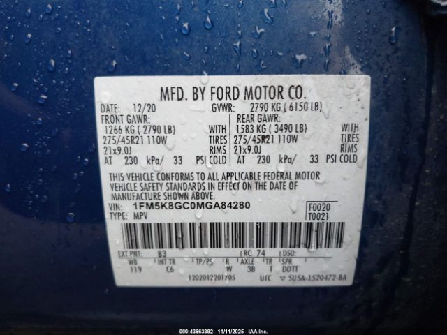 2021 FORD EXPLORER 1FM5K8GC0MGA84280 Photo 8