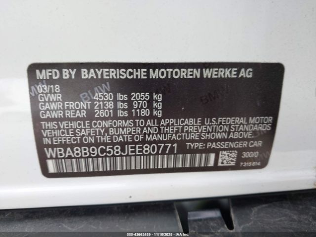 2018 BMW 330I WBA8B9C58JEE80771 Photo 8