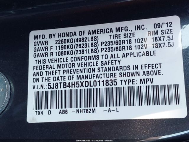 2013 ACURA RDX 5J8TB4H5XDL011835 Photo 8
