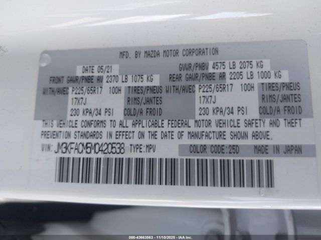2021 MAZDA CX-5 JM3KFACM5M0420538 Photo 8