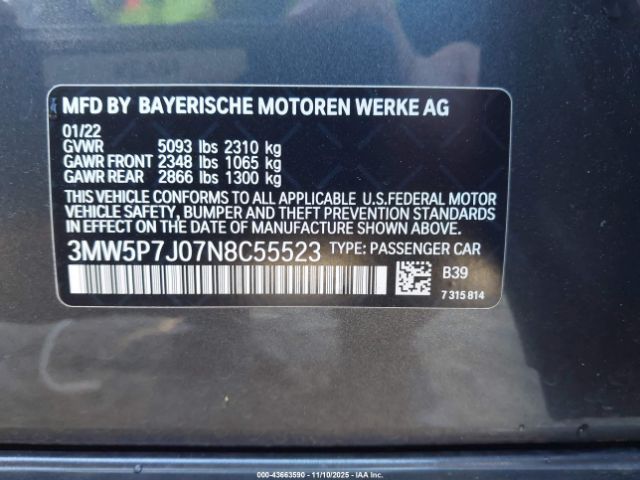 2022 BMW 3 SERIES 3MW5P7J07N8C55523 Photo 8