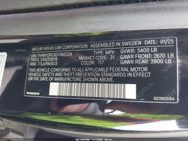 2025 VOLVO XC60 YV4M12RC6S1160224 Photo 8