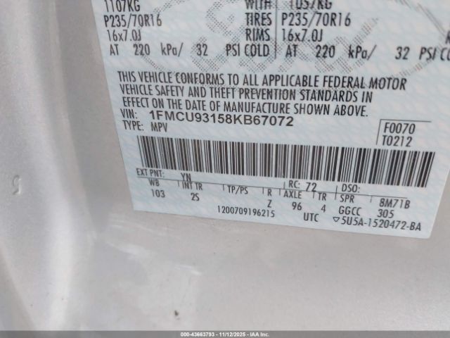 2008 FORD ESCAPE 1FMCU93158KB67072 Photo 8