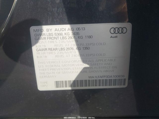 2013 AUDI Q5 WA1LFAFP3DA100836 Photo 8