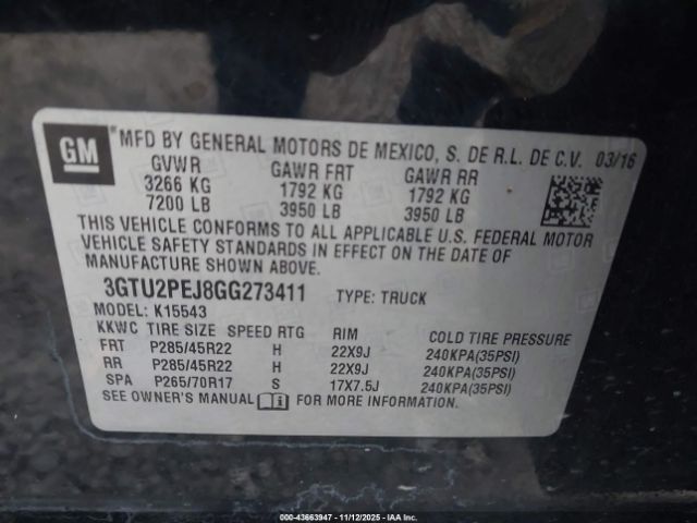 2016 GMC SIERRA 1500 3GTU2PEJ8GG273411 Photo 8