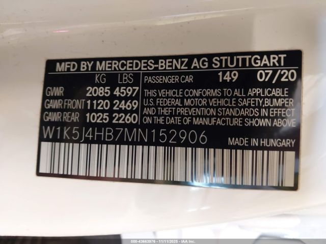 2021 MERCEDES-BENZ CLA 250 W1K5J4HB7MN152906 Photo 8