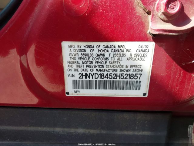 2002 ACURA MDX 2HNYD18452H521857 Photo 8