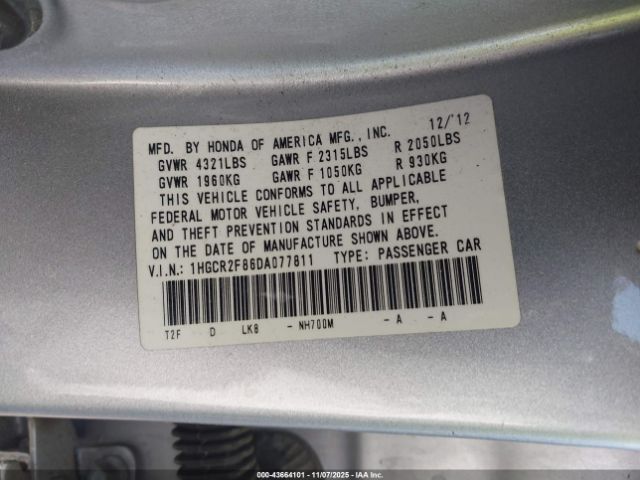 2013 HONDA ACCORD SDN 1HGCR2F86DA077811 Photo 8