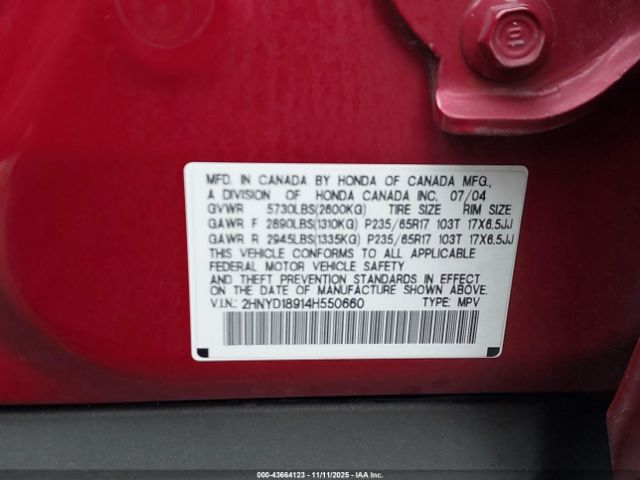 2004 ACURA MDX 2HNYD18914H550660 Photo 8