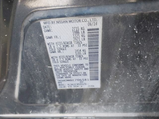 2014 NISSAN PATHFINDER 5N1AR2MN6EC706581 Photo 8