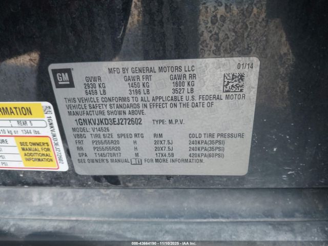 2014 CHEVROLET TRAVERSE 1GNKVJKD3EJ272602 Photo 8