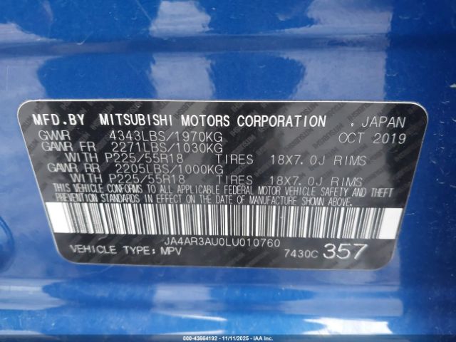 2020 MITSUBISHI OUTLANDER SPORT JA4AR3AU0LU010760 Photo 8