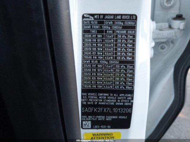 2020 JAGUAR E-PACE SADFK2FX7L1013206 Photo 8