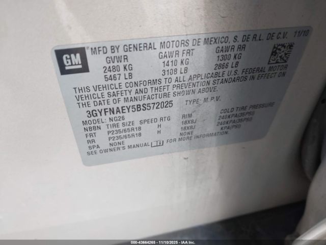 2011 CADILLAC SRX 3GYFNAEY5BS572025 Photo 8