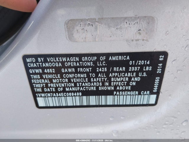 Продажа на аукционе авто 2014 Volkswagen Passat 2.0l Tdi Sel Premium, vin: 1VWCN7A34EC069499, номер лота: 43664292