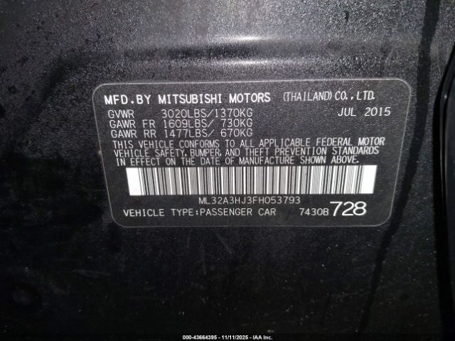 2015 MITSUBISHI MIRAGE ML32A3HJ3FH053793 Photo 8