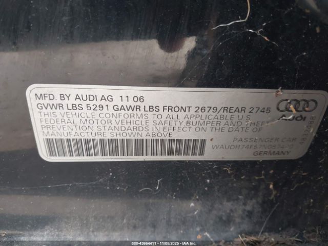 2007 AUDI A6 WAUDH74F57N087440 Photo 8