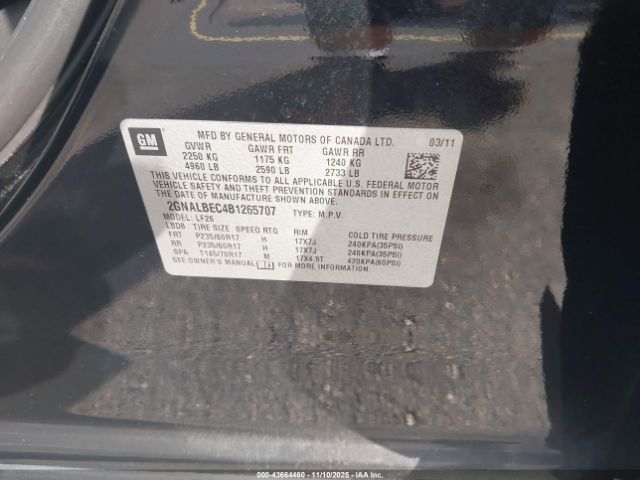 2011 CHEVROLET EQUINOX 2GNALBEC4B1265707 Photo 8