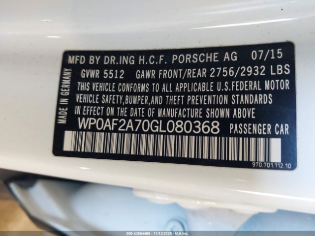 2016 PORSCHE PANAMERA WP0AF2A70GL080368 Photo 8