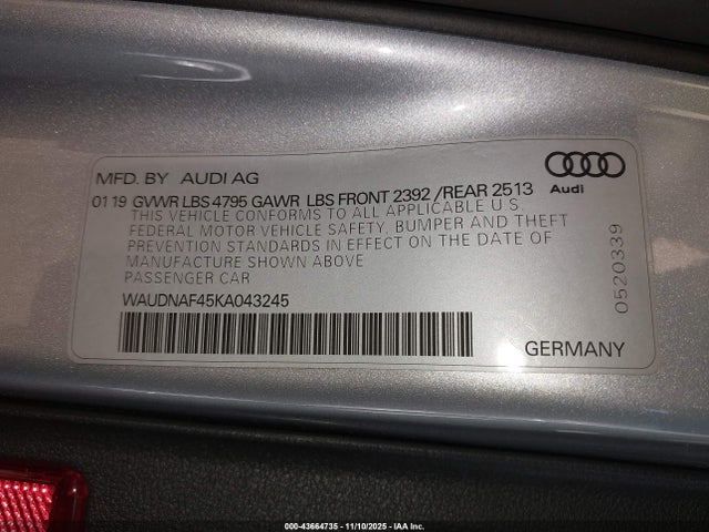 2019 AUDI A4 WAUDNAF45KA043245 Photo 8