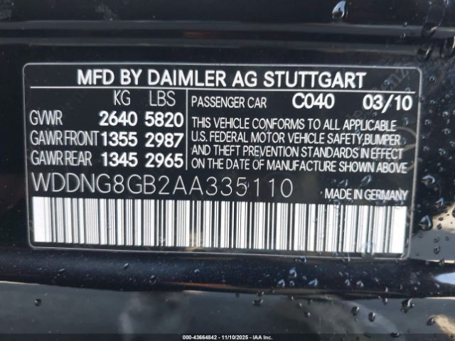 2010 MERCEDES-BENZ S 550 WDDNG8GB2AA335110 Photo 8