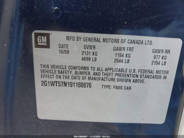 2009 CHEVROLET IMPALA 2G1WT57N191188876 Photo 8