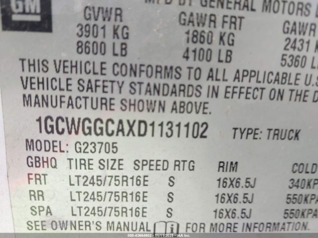 2013 CHEVROLET EXPRESS 2500 1GCWGGCAXD1131102 Photo 8