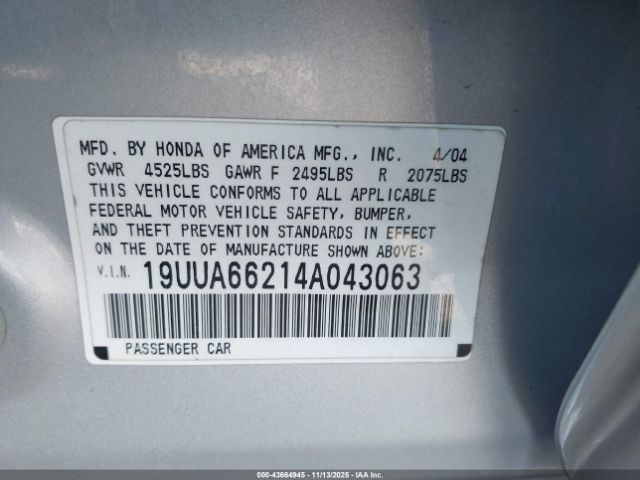 2004 ACURA TL 19UUA66214A043063 Photo 8