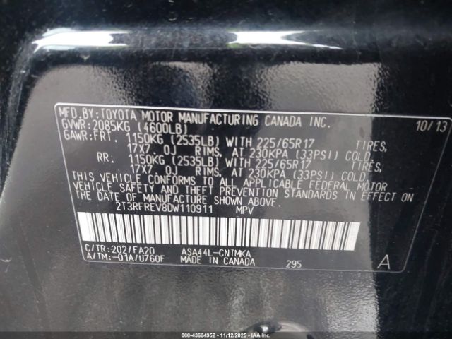 2013 TOYOTA RAV4 2T3RFREV8DW110911 Photo 8