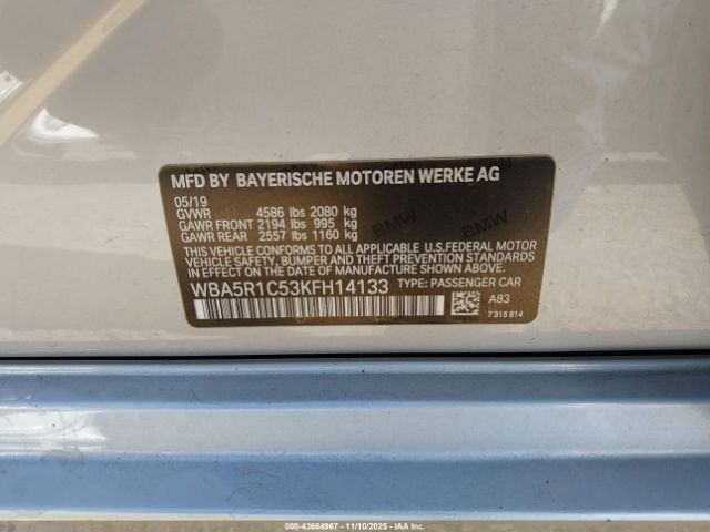 2019 BMW 330I WBA5R1C53KFH14133 Photo 8