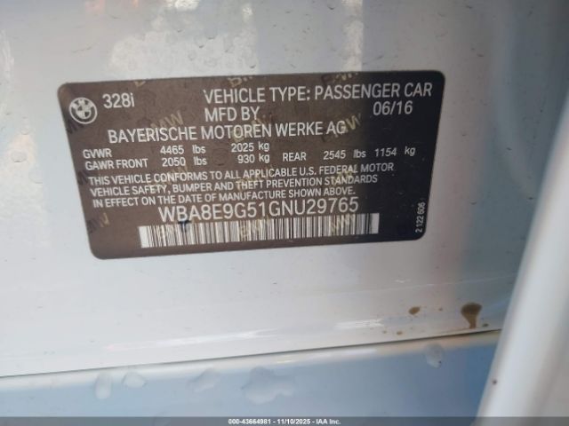 2016 BMW 328I WBA8E9G51GNU29765 Photo 8