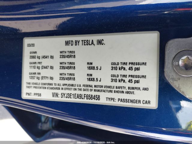 2020 TESLA MODEL 3 5YJ3E1EA9LF658458 Photo 8