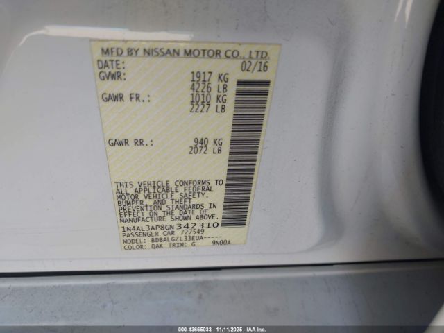 2016 NISSAN ALTIMA 1N4AL3AP8GN342310 Photo 8