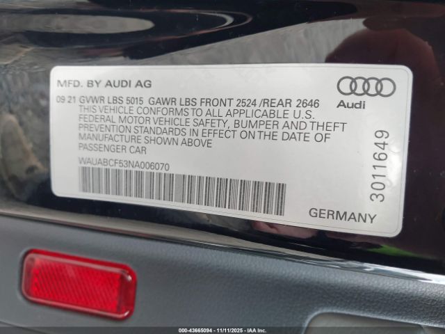 2022 AUDI A5 SPORTBACK WAUABCF53NA006070 Photo 8