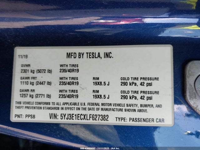 2020 TESLA MODEL 3 5YJ3E1ECXLF627382 Photo 8