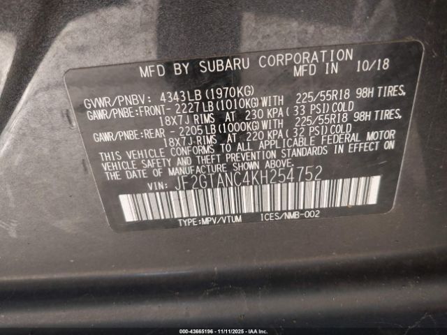 2019 SUBARU CROSSTREK JF2GTANC4KH254752 Photo 8