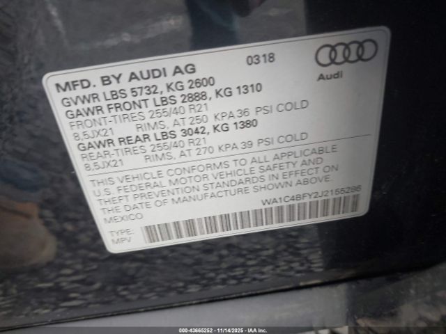 2018 AUDI SQ5 WA1C4BFY2J2155286 Photo 8