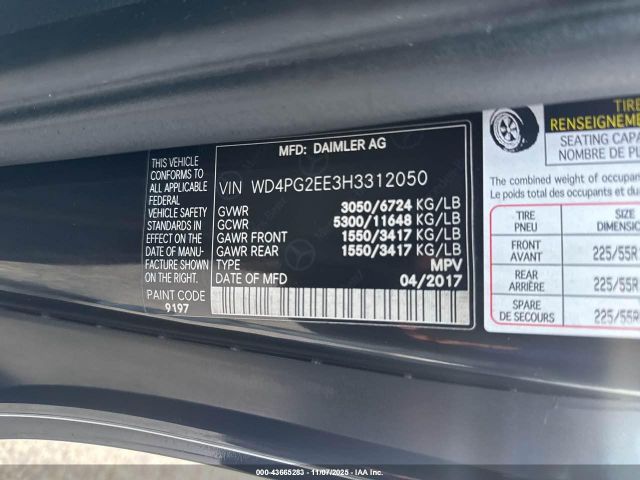 2017 MERCEDES-BENZ METRIS WD4PG2EE3H3312050 Photo 8