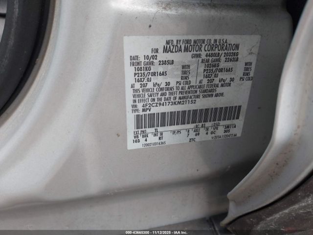 2003 MAZDA TRIBUTE 4F2CZ94173KM21152 Photo 8