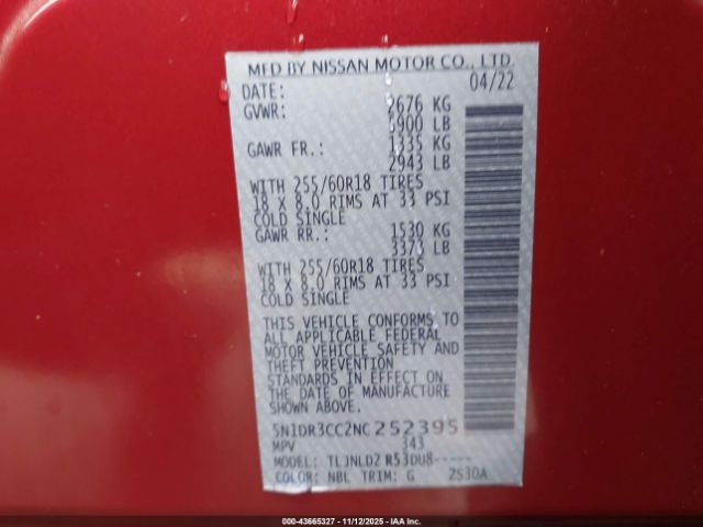 2022 NISSAN PATHFINDER 5N1DR3CC2NC252395 Photo 8