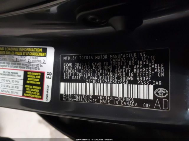 2010 TOYOTA COROLLA 2T1BU4EE2AC507658 Photo 8