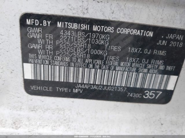 2018 MITSUBISHI OUTLANDER SPORT JA4AP3AU2JU021357 Photo 8