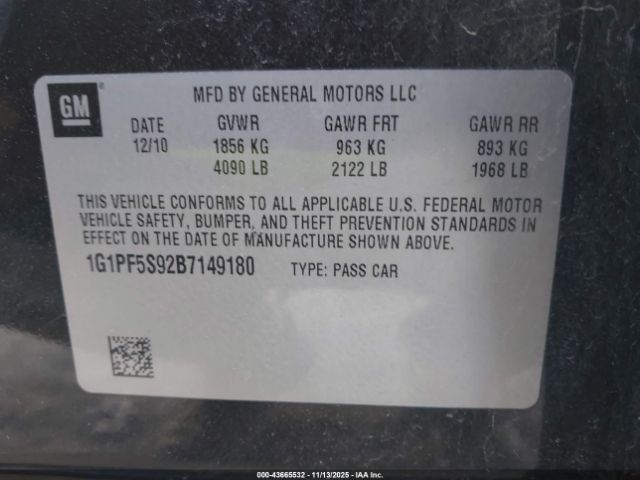 2011 CHEVROLET CRUZE 1G1PF5S92B7149180 Photo 8